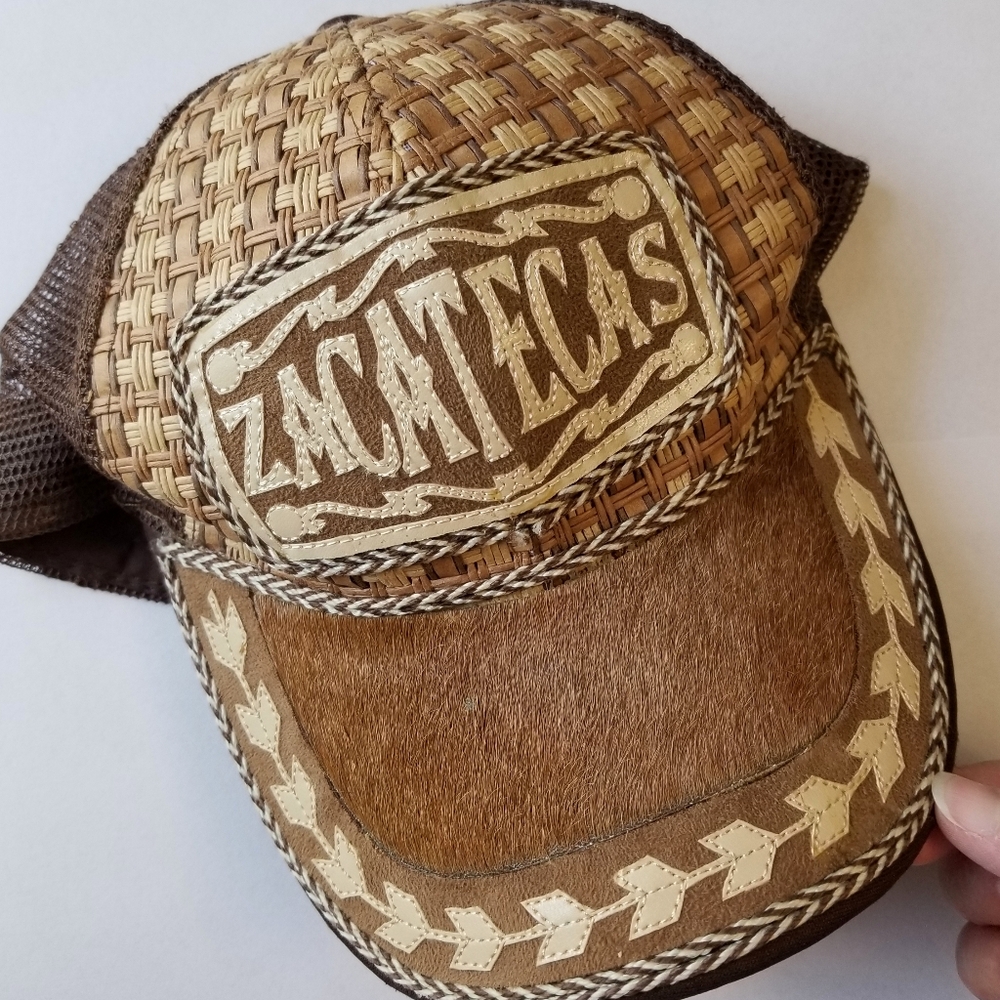 ❗Genuine Leather Mexico Zacatecas Beige Baseball Cap❗